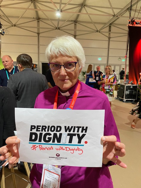 NorChurchAid's tweet photo. Breaking the taboo of menstruation at #WCCAssembly #Karlsruhe2022. All women and girls should be able to manage their menstruation in a healthy and safe manner - with dignity. #PeriodsWithDignity. @Oikoumene  @ACTAlliance https://t.co/NfyNM5P3s3