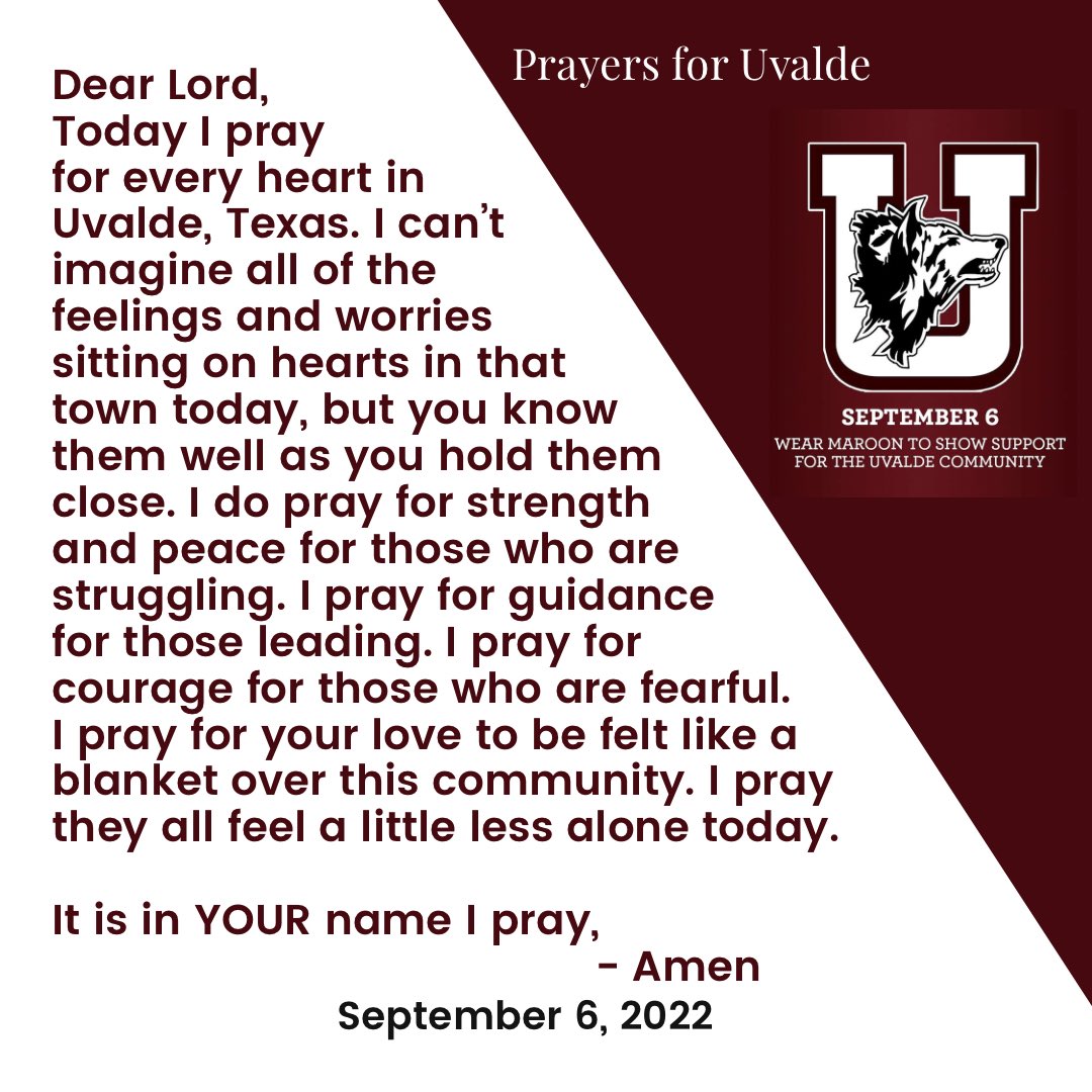 Sending up prayers for Uvalde for today and their year to come! ♥️♥️♥️

#UvaldeStrong #Uvalde #uvaldetx