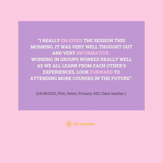 TSK_Academy's tweet photo. Here is another happy learner. 🤗
If you want to take part our next PDA workshop, it's running this Thursday 8th September at 6.30pm IST! 
For more information: https://t.co/8ajSt6T5Dv
#PDA #WorkShop #Autism #Wednesday #Review #Autism #TSKAcademy https://t.co/zpySJJgoUu