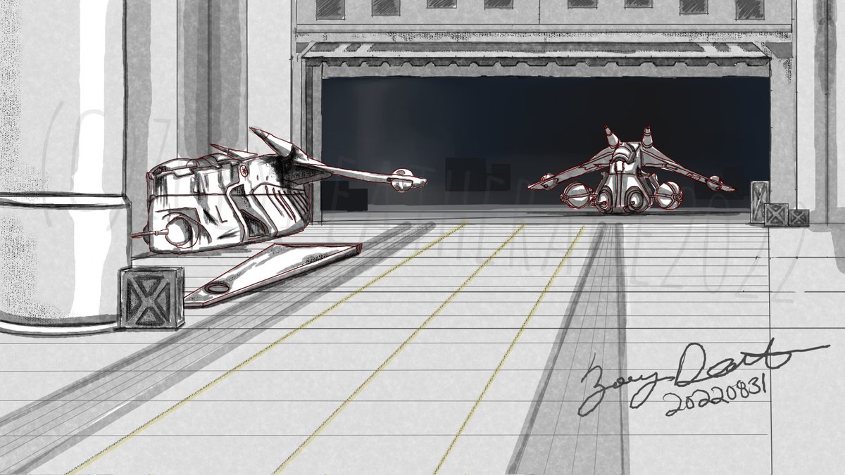 valkyrien96's tweet image. so far, my favorite storyboard I have created, an abandoned Republic hangar!