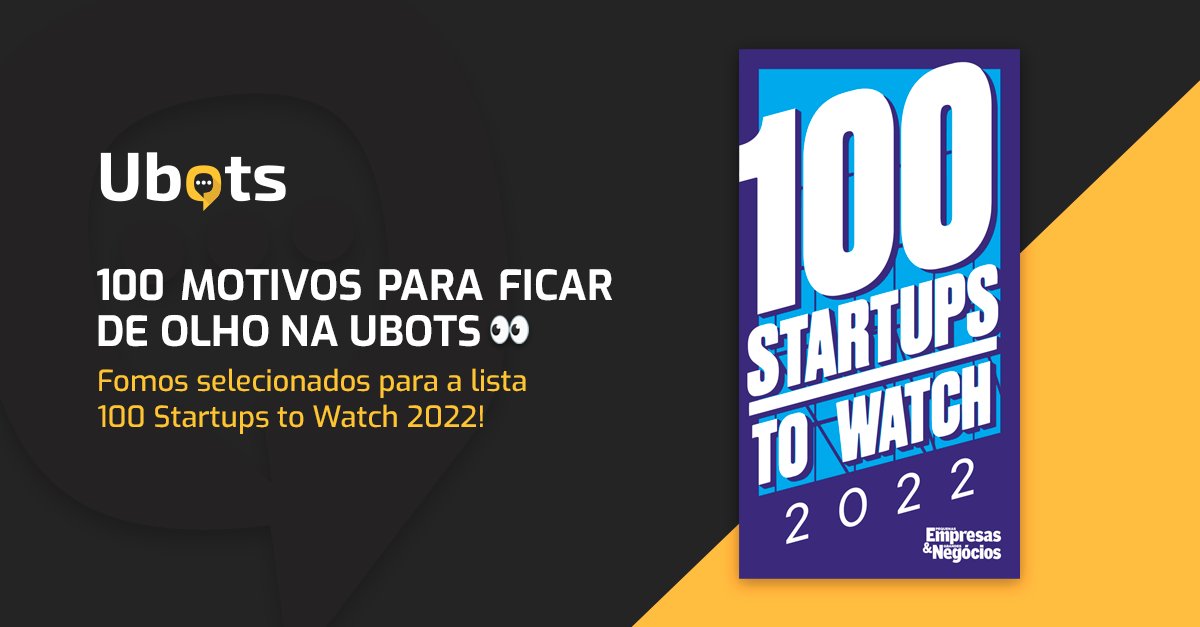 ubotsbrasil's tweet photo. Temos uma novidade incrível: Fomos selecionados para a lista 100 Startups to Watch 2022 pela Pequenas Empresas &amp; Grandes Negócios🥳

Acesse a matéria completa: https://t.co/LP3e9vbEu0

#100StartupsToWatch https://t.co/RdTLzRtv8n