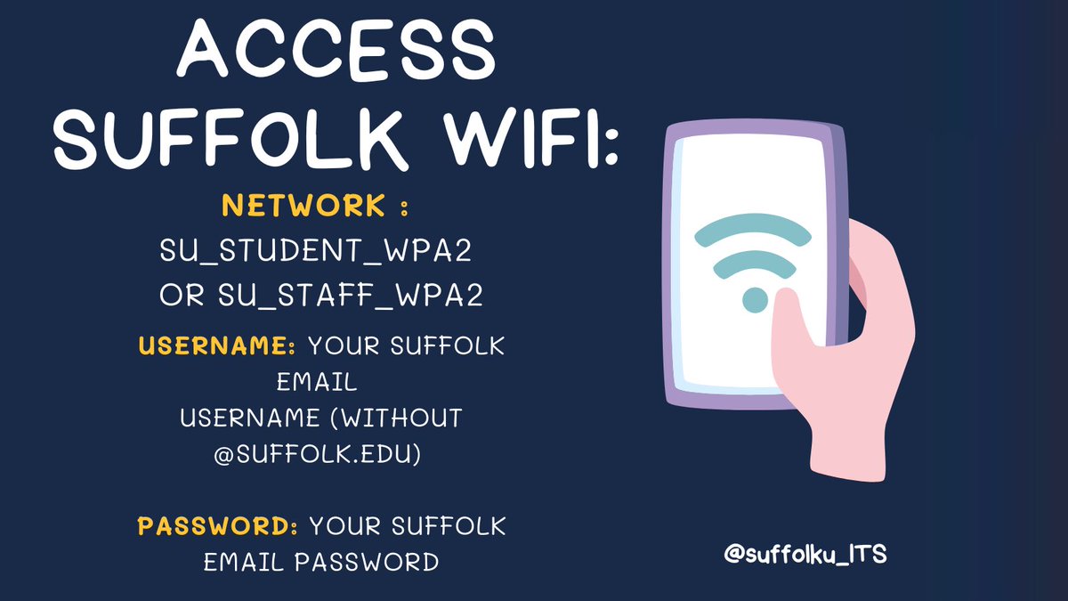Hey Rams🐏! Need help connecting to campus WiFi? Check out the instructions below, and reach out to us with any questions or concerns!
#suffolkuniversity