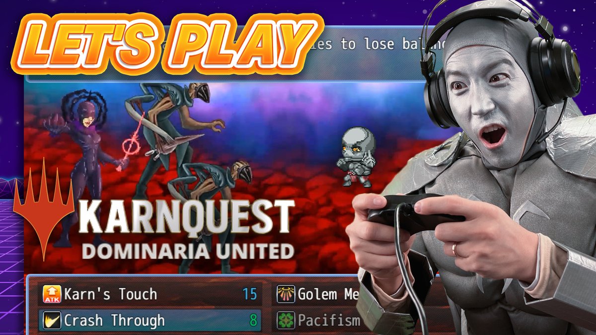 You’ve NEVER seen the Magic story like this before!

Watch our next level summary of the Dominaria United storyline as <a href="/jfwong/">Jimmy Wong</a> plays through the retro-RPG classic "KarnQuest": youtu.be/DUxYzNe_v0Y

#MTGDominaria  #sponsored <a href="/wizards_magic/">Magic: The Gathering</a>