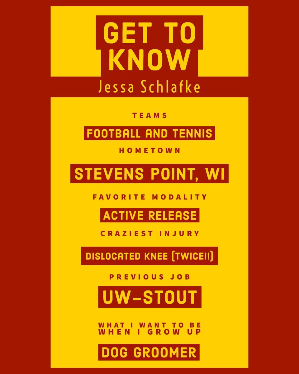 Hey Bulldogs! Let’s get to know your sports medicine staff. Please join us in welcoming back Jessa Schlafke, a former Bulldog herself!