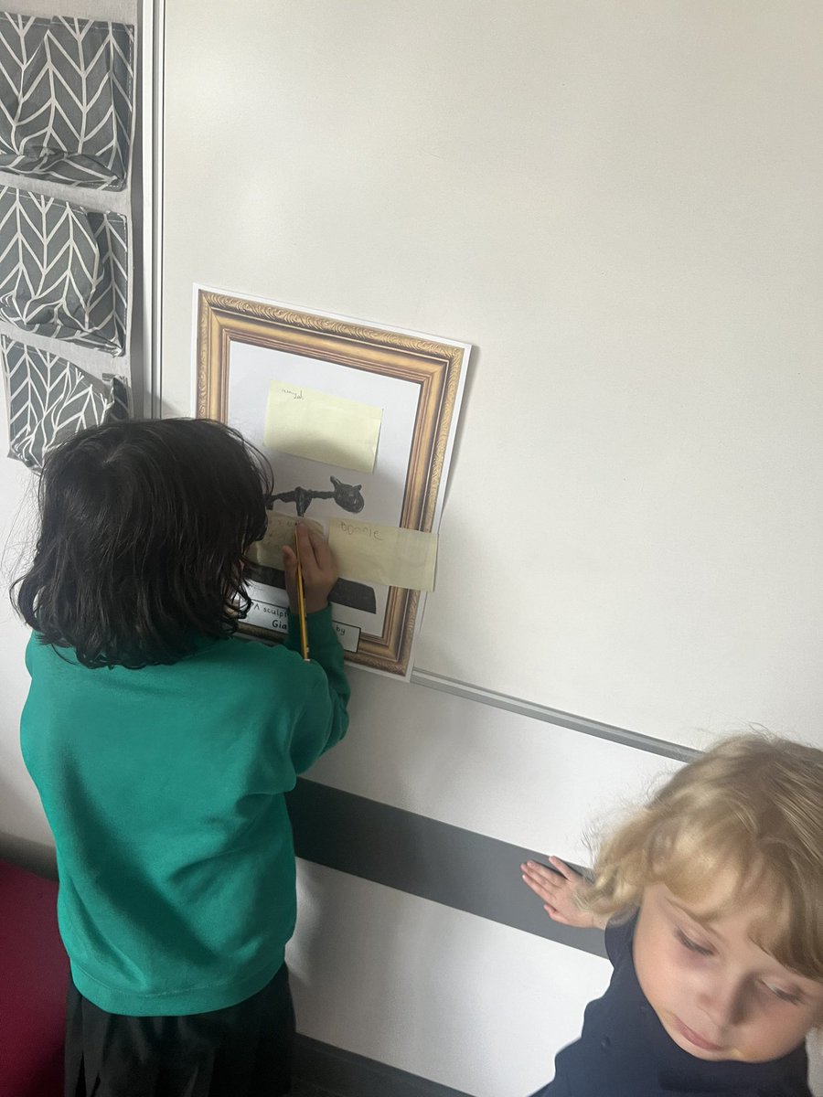 Class6_HCPS's tweet image. Hook Day: Today we started our Art topic looking at Hepworth and Giacometti sculptures. Over the summer, an invitation arrived for an art gallery taking place at our school today🖼🖌! We visited, discussed and then created our own moodboards inspired by them! @Class5_HCPS
