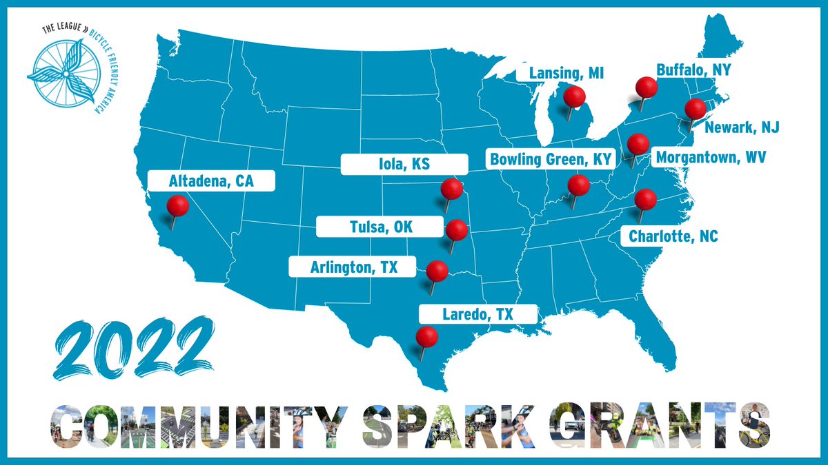 We’re proud to announce the 11 recipients of our 2022 Community Spark Grants!🥳 From Altadena, California, to Newark, New Jersey, each grant serves as a catalyst for empowering communities through bike-related projects. Learn more about our recipients ➡️ bikeleague.org/content/meet-o…