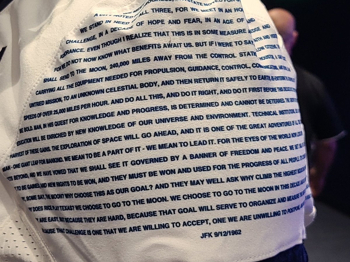 ad_moore64's tweet photo. @RiceFootball Introduces the 
Artemis 1 uniform for their game this Saturday night against McNeese St. The sleeves has President John Kennedy's "Go to The Moon Speech", 60th Anniversary.
#ADMAXKORNER 
#THRR 
#IntellectualBrutality https://t.co/6k9CBtXUvD