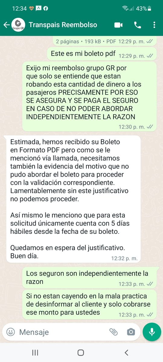 dcampero's tweet photo. @Transpais Pues ni tan asi.... solicite mi reembolso y me piden un justificante, viajo 2 veces al mes con ustedes y ahora me salen con esto https://t.co/3yq62i3ZsP