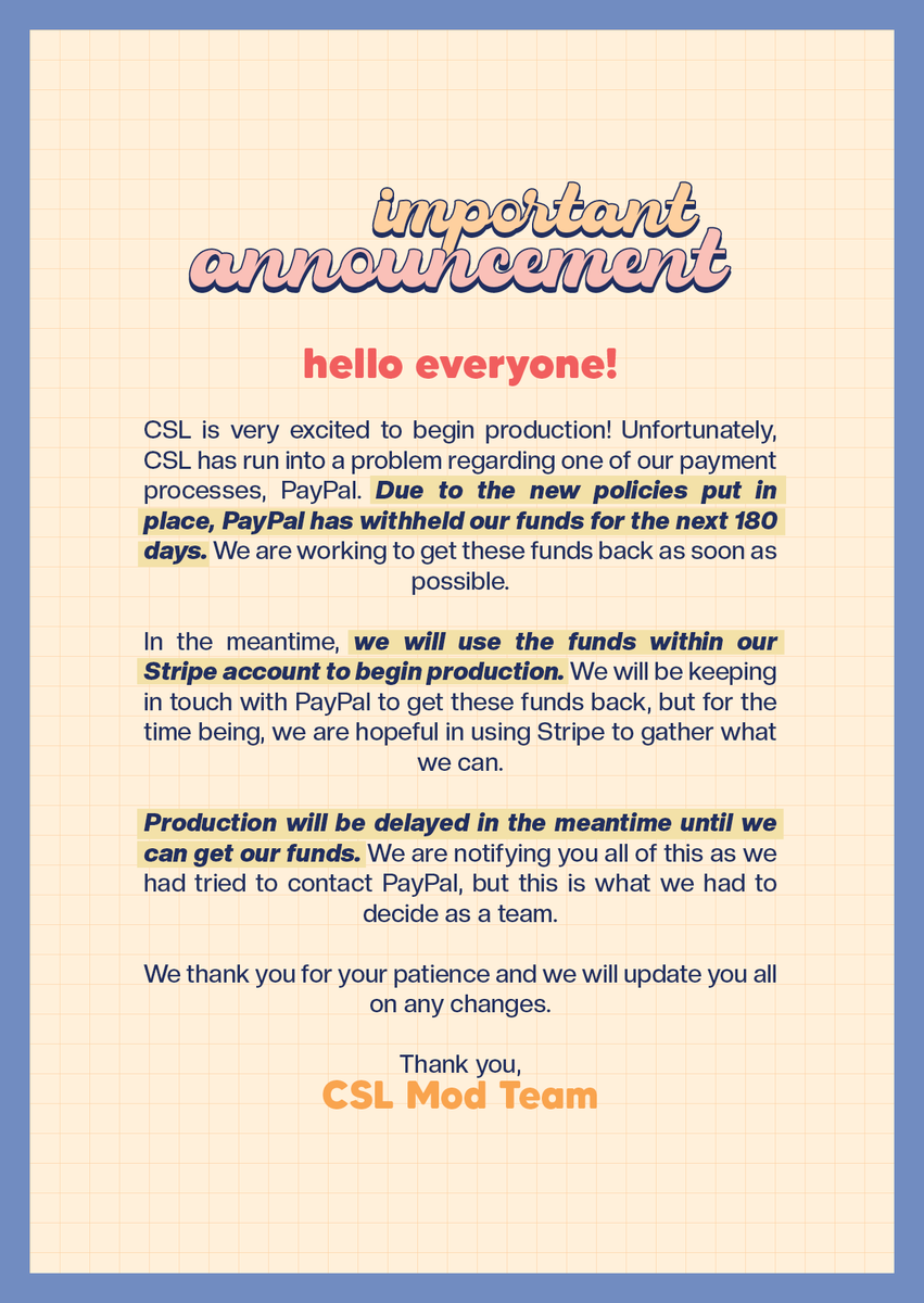 bkdkromcomzine's tweet photo. ๐งก๐ IMPORTANT ANNOUNCEMENT
Please take the time to read this important update from the zine and know that the team is doing our best to ensure production will continue.
Thank you so much for your patience! If you have questions feel free to DM us.
#csl #crazystupidlovezine https://t.co/A4thLpSp5h