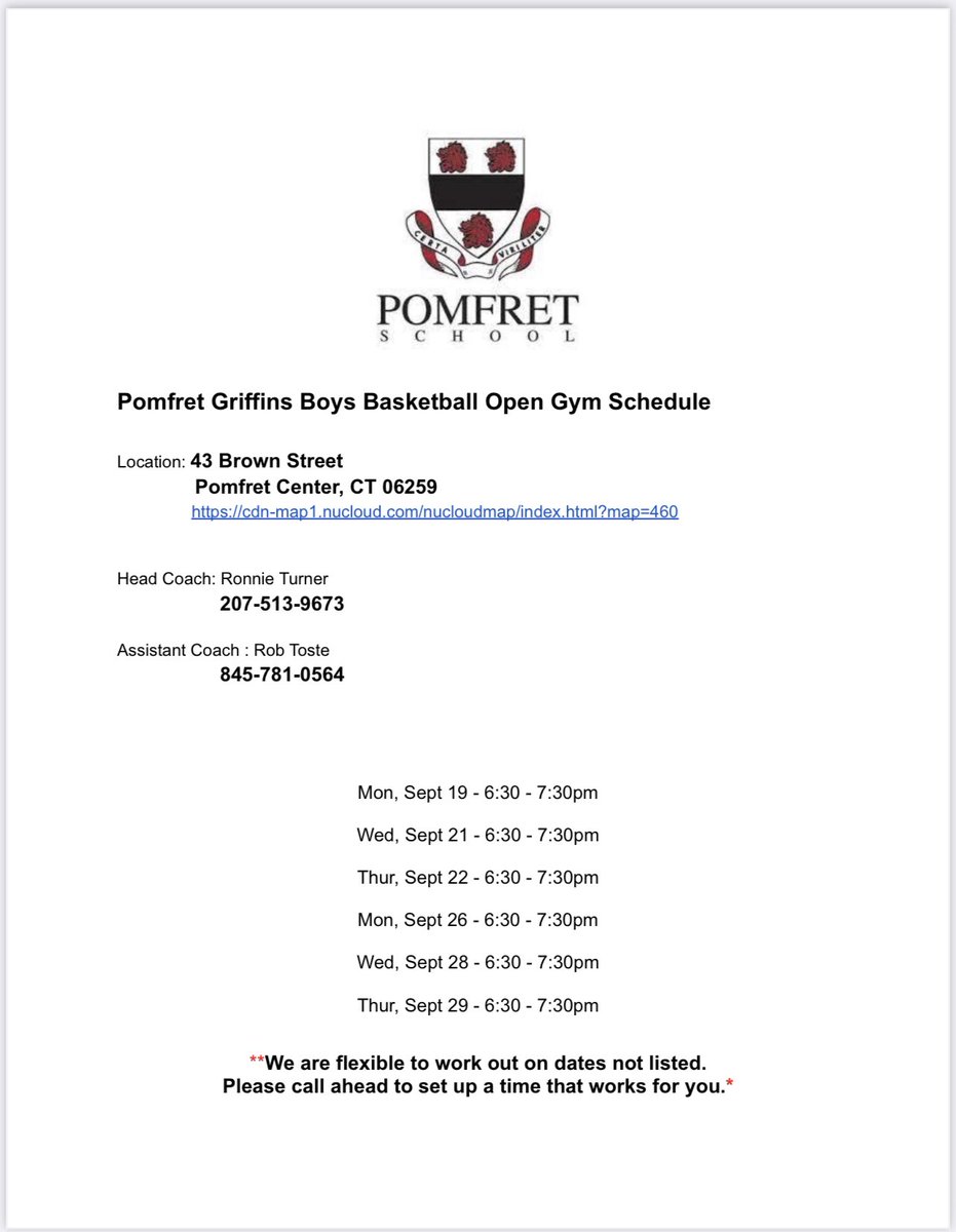 ❌Open gym info for September below❌ contact me to confirm attendance! #GoGriff