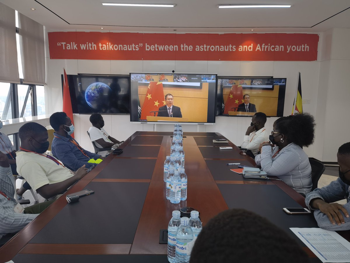 PRC_Amb_Uganda's tweet photo. Uganda youth attended "Shenzhou-14 taikonauts talk with African youth from China Space Station". https://t.co/tXh8E8z6v7