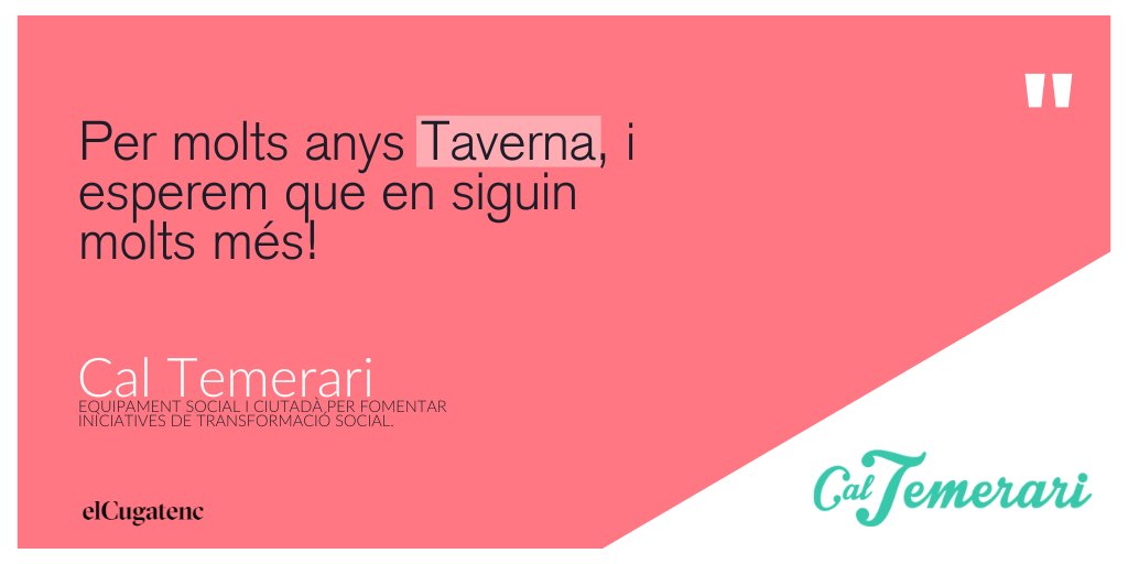 SENT CUGAT ✏️ || La <a href="/TavernaTemerari/">Taverna Cal Temerari</a>, l'espai gastronòmic de <a href="/CalTemerari/">Cal Temerari</a>, celebra el seu setè aniversari amb una jornada el proper 17 de setembre

elcugatenc.cat/opinio/77963/l… #SantCugat