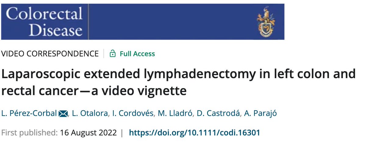 Lara Pérez Corbal (@perezcorbal_l) on Twitter photo Nueva video-viñeta publicada en
<a href="/ColorectalDis/">Colorectal Disease</a>
sobre linfadenectomías extendidas en cáncer de colon y recto, sin y con aplicación de ICG 👉
onlinelibrary.wiley.com/share/author/A…
<a href="/CGD_Pontevedra/">Cirugía Pontevedra</a> Nueva video-viñeta publicada en
<a href="/ColorectalDis/">Colorectal Disease</a>
sobre linfadenectomías extendidas en cáncer de colon y recto, sin y con aplicación de ICG 👉
onlinelibrary.wiley.com/share/author/A…
<a href="/CGD_Pontevedra/">Cirugía Pontevedra</a>