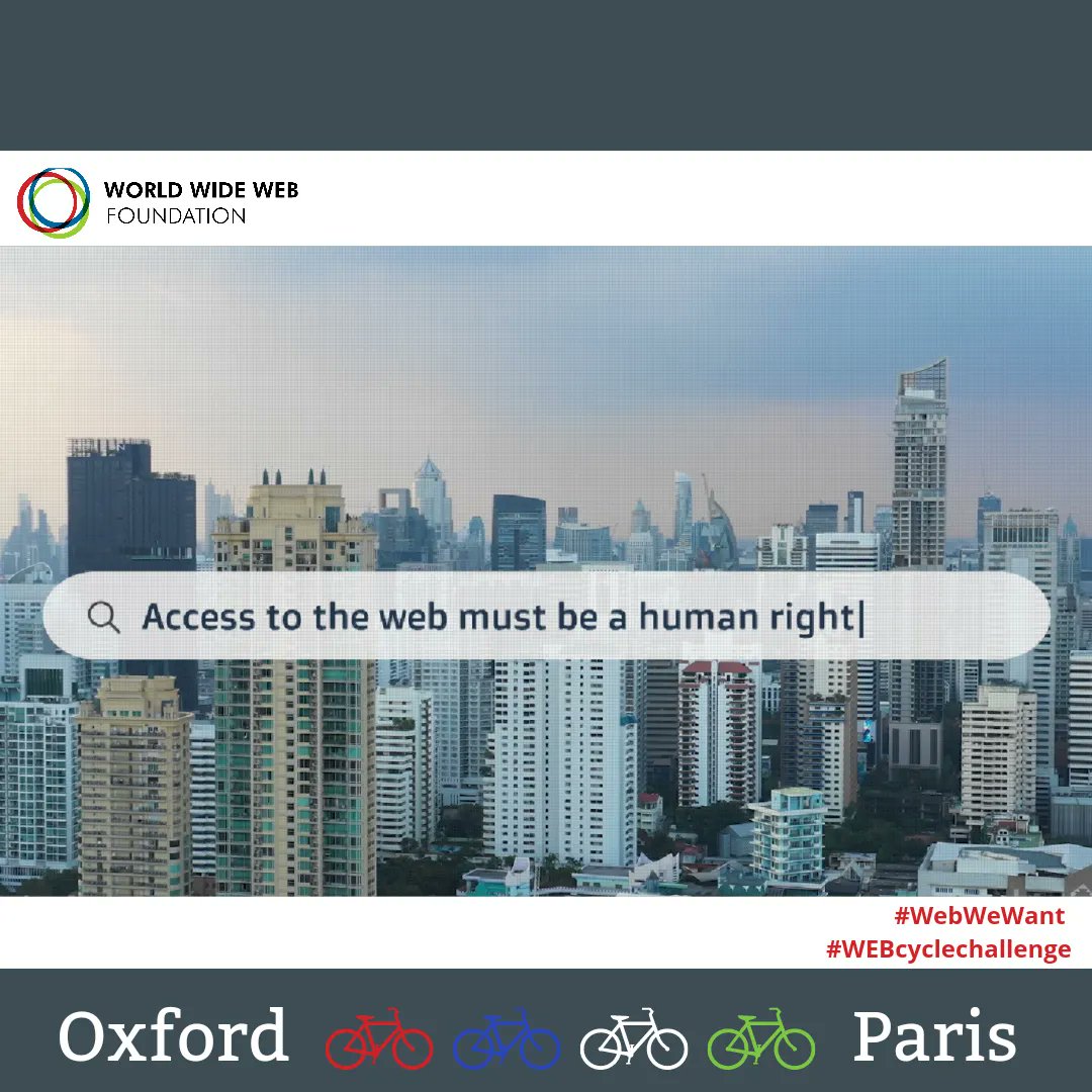 i_amthecode's tweet image. Our CEO, @mjamme board of Director of the @webfoundation is honoured to be supporting its work to deliver the #WebWeWant 🌐 for the world we want.

Follow #WEBcyclechallenge 🚲 from Oxford to Paris and join us for an open web that is a public good and fundamental right.