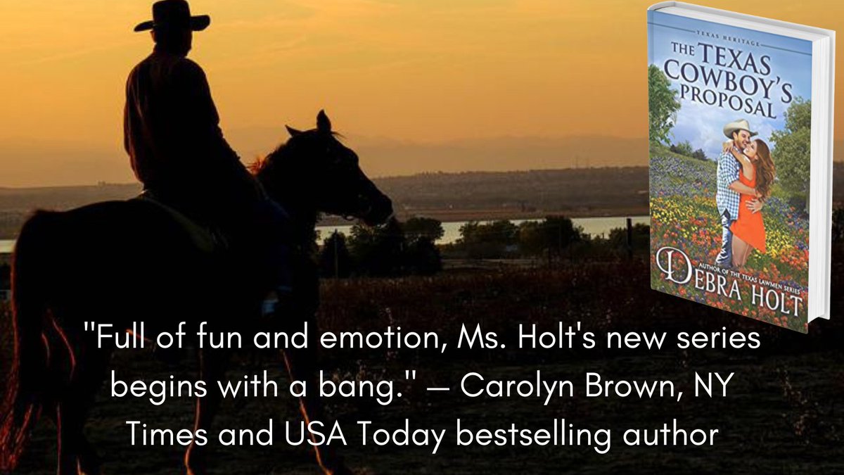 My new Texas Heritage Series launches 9/1 with The Texas Cowboy’s Proposal. "Full of fun and emotion, Ms. Holt's new series begins with a bang." — Carolyn Brown, NY Times and USA Today bestselling author 
Get your copy now at amzn.to/3wy1cAY or wherever you buy ebooks!