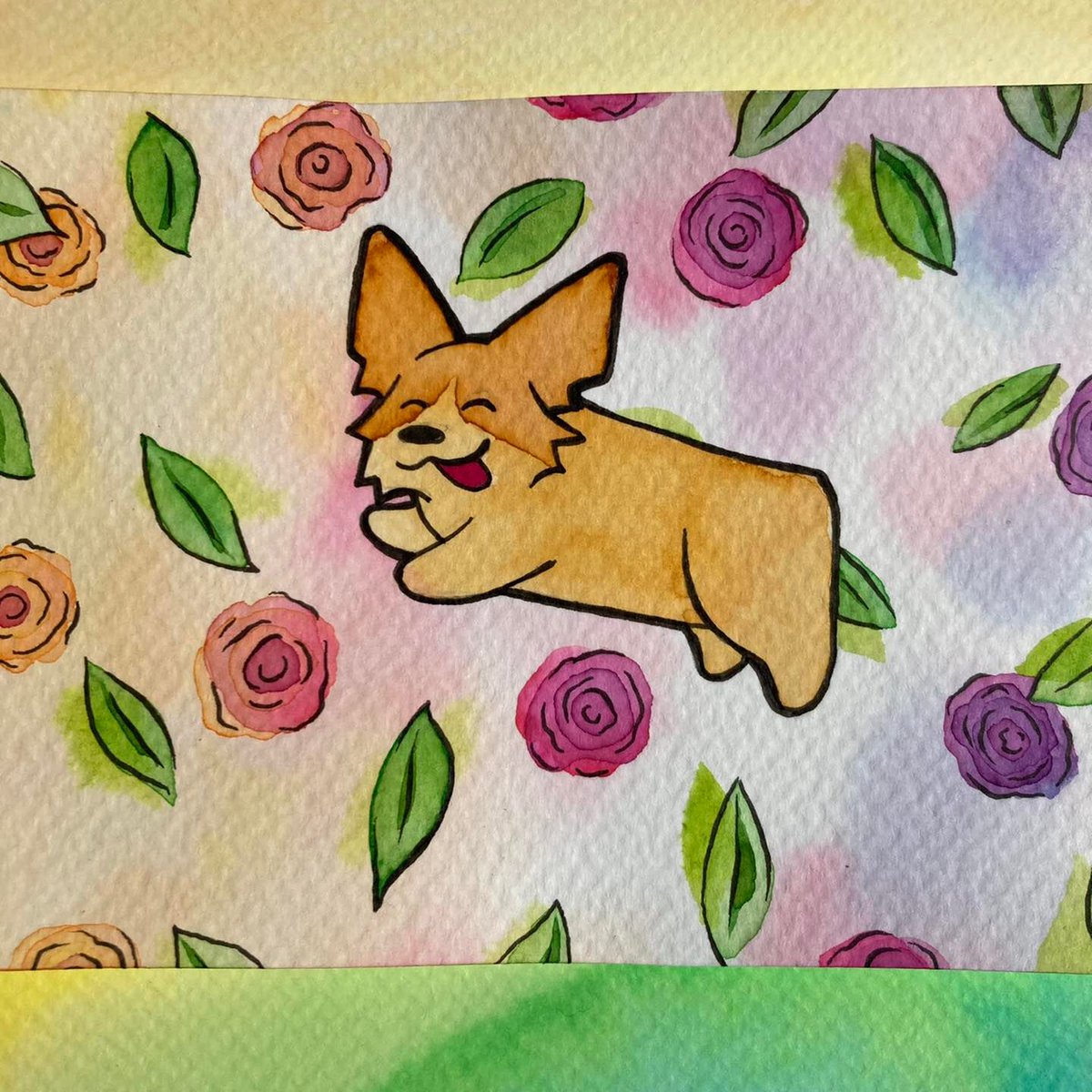 CorgiDay's tweet photo. I really like this pose right now 😊 #corgis #corgi #watercolors #watercolor #ArtistOnTwitter #ArtistsOnTwitter #ArtistsOfTwitter #ACorgiADay #KelseyLovelleCorgis https://t.co/BAlV3tizKp