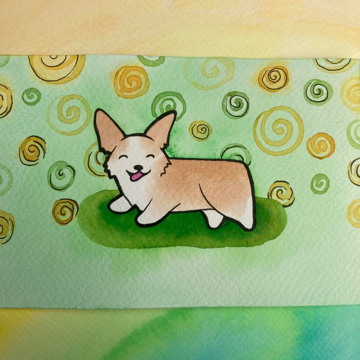 CorgiDay's tweet photo. I really like this pose right now 😊 #corgis #corgi #watercolors #watercolor #ArtistOnTwitter #ArtistsOnTwitter #ArtistsOfTwitter #ACorgiADay #KelseyLovelleCorgis https://t.co/BAlV3tizKp