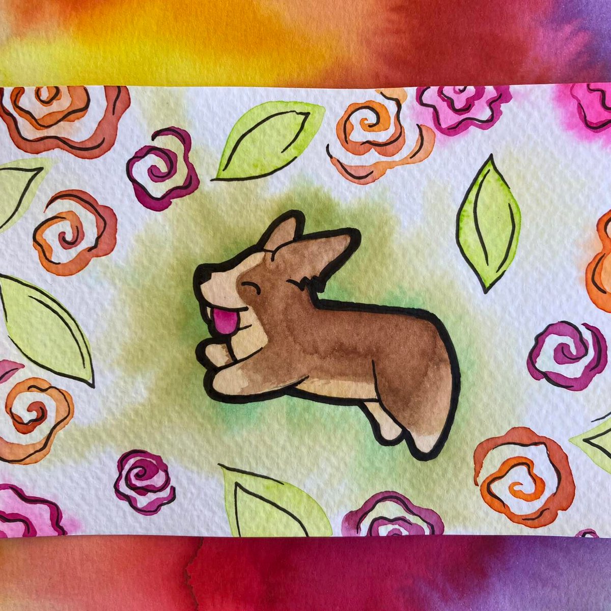 CorgiDay's tweet photo. I really like this pose right now 😊 #corgis #corgi #watercolors #watercolor #ArtistOnTwitter #ArtistsOnTwitter #ArtistsOfTwitter #ACorgiADay #KelseyLovelleCorgis https://t.co/BAlV3tizKp
