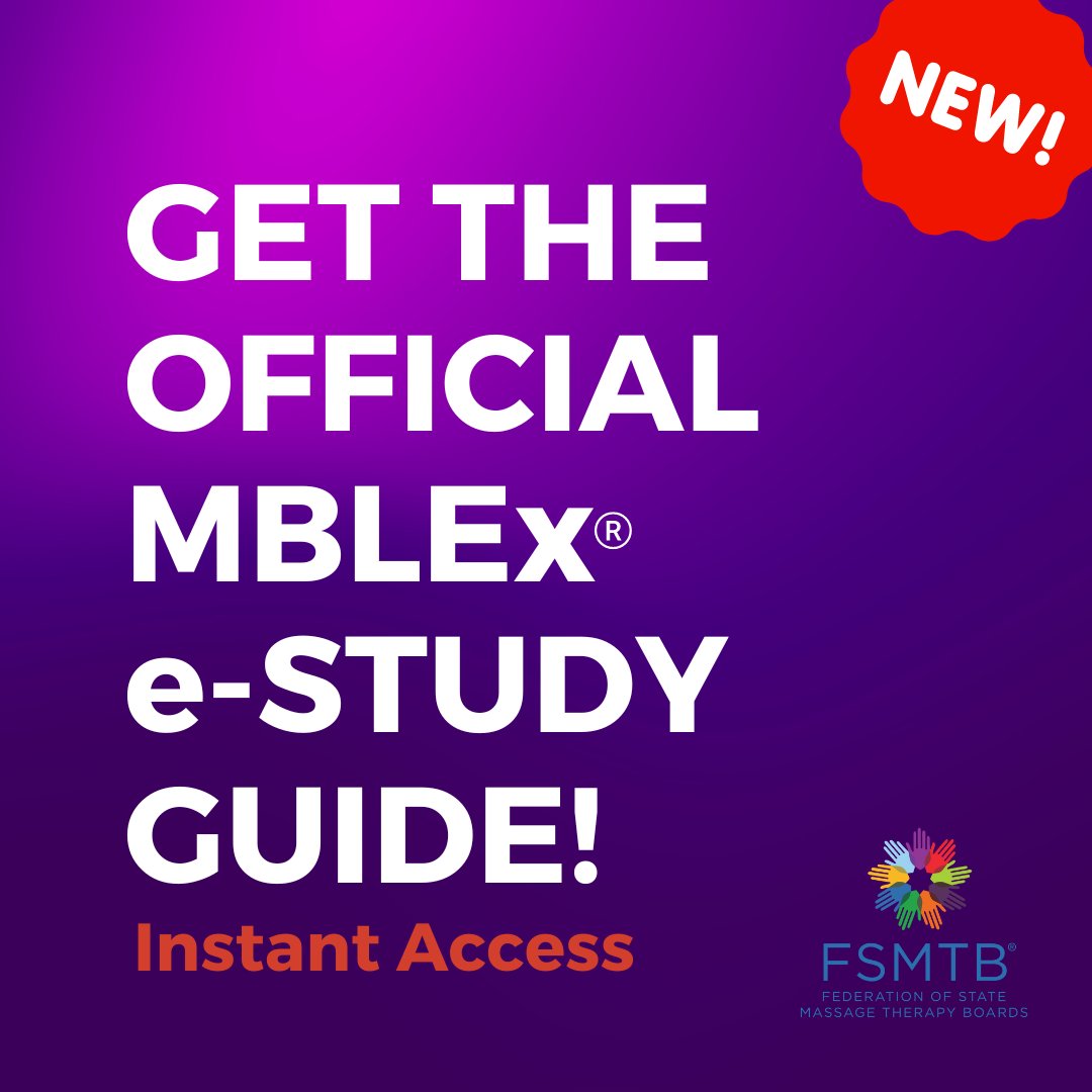 FSMTB's tweet photo. The FSMTB Official e-Study Guide is available! Now you can study for the MBLEx on your favorite electronic device. Includes a 100-question practice exam. Get yours today! https://t.co/LUfoxTH3jb
#mblexestudyguide #mblexstudyguide #mblex https://t.co/zxn4bnCCYO