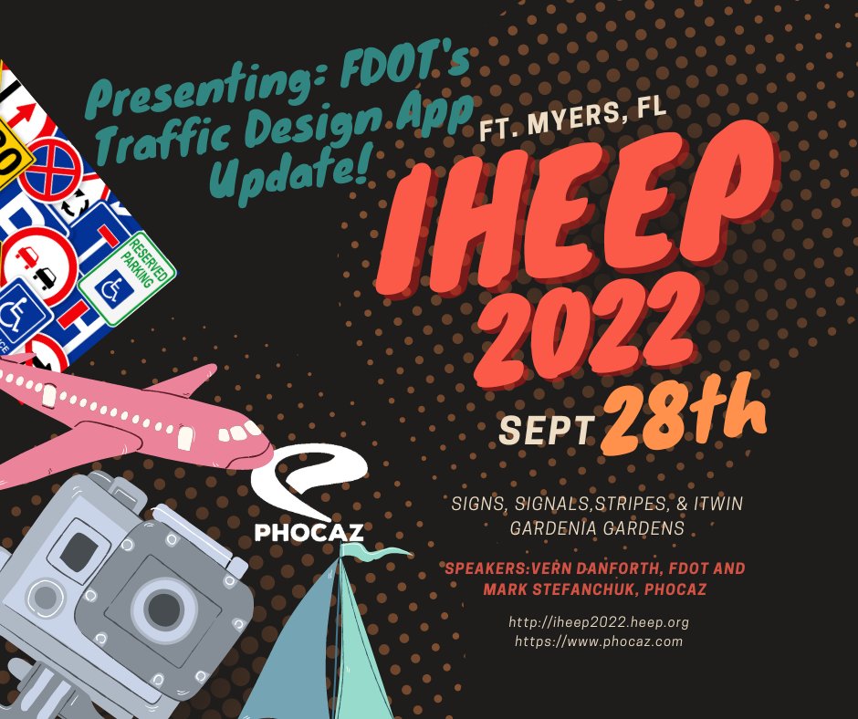 Phocaz's tweet photo. FDOT's Traffic Design Application Update
Signs, Signals, Pavement Markings and iTwin
Presenting @ #IHEEP 2022 in Ft. Myers, FL Wed. Sept. 28th at 3:05pm, Gardenia Gardens https://t.co/0H95F1QGTl