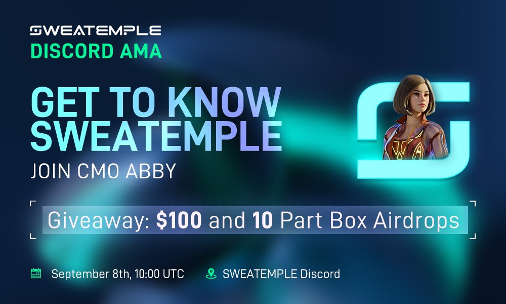 decryptomachala's tweet photo. 😍Join our #AMA with our CMO Abby😍
We are thrilled to announce we're going live on https://t.co/AeYONHHbIE
⏰:September 8th at 10:00AM UTC
💸:$100 $USDC &amp; 10 Part Box NFT to #giveaway:
Rules:
1⃣Comment Question (Max 5 questions) 
2⃣Tag 3 Friends 
3⃣Like &amp; rt

#NFTs #Airdrop #P2E https://t.co/mGUBYsTH2L
