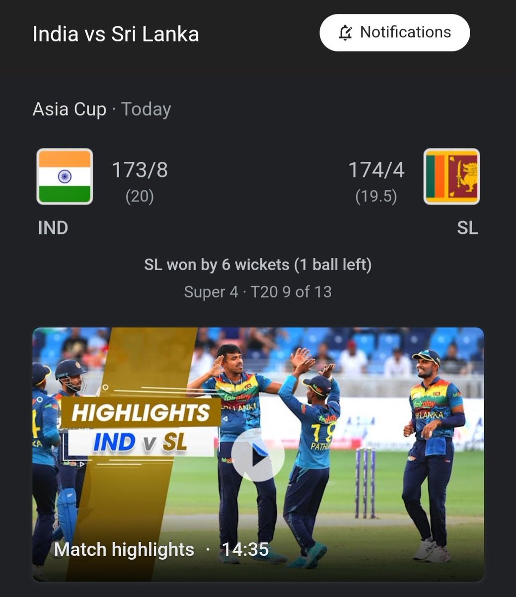 PardeepSharan21's tweet photo. एशिया कप 2022 में #Super_4 के मुकाबले में भारत को श्रीलंका ने 6 विकेट से शिकस्त दी। भारत के 174 रनों के लक्ष्य को श्रीलंका ने अंतिम ओवर की पांचवी बॉल पर पूरा किया। भारतीय टीम का अब फाइनल में जगह बनाना लगभग निराशाजनक है।
#India #SriLanka #AsiaCup #UAE #Dubai #cricket https://t.co/5ZeRN7MqXq