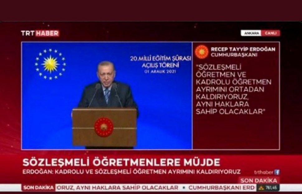 Sayın <a href="/RTErdogan/">Recep Tayyip Erdoğan</a> sözleşmelilerin mazaret tayinleri de kadrolular ile ayni olacak demişti ama bakan 3+1 devam edecek demişti size inancım kalmadı o gün nasıl sevinmiştik ama sabahına bizimle dalga geçer gibi cumhurbaşkanıni yalanladıniz
#SözleşmeliÖğretmeneKadro