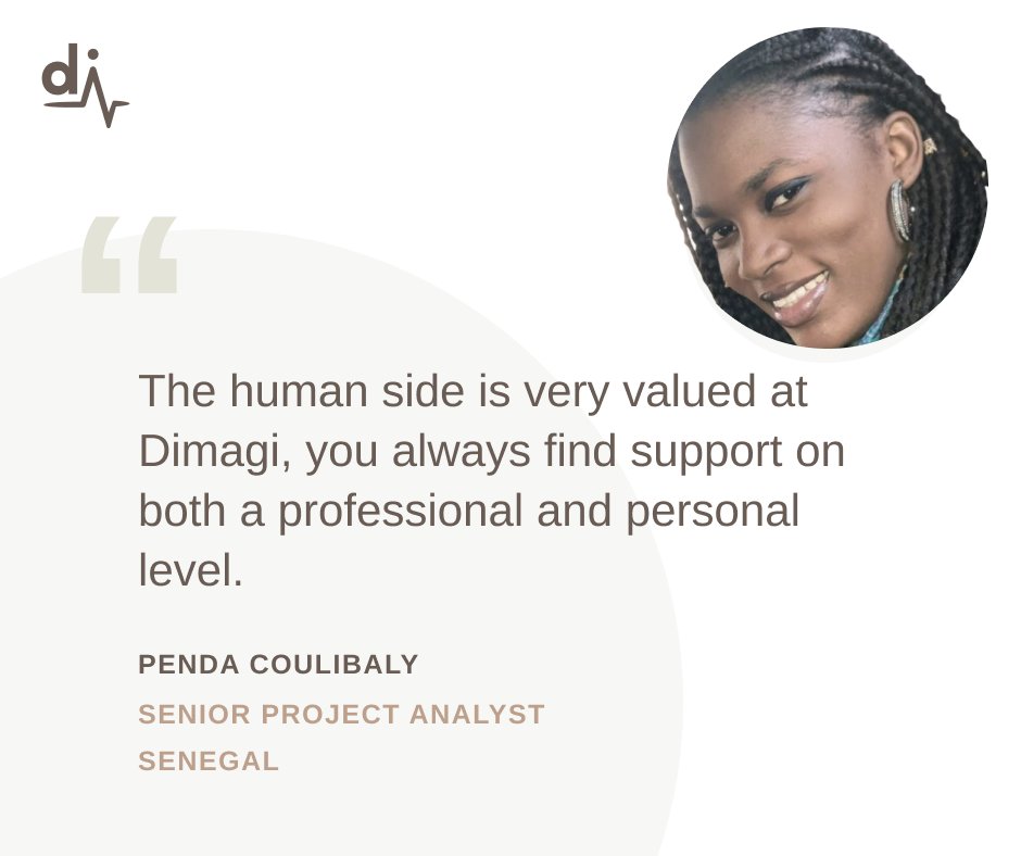 dimagi's tweet photo. Penda Coulibaly, Senior Project Analyst, shares what Dimagi has meant in her professional journey. If you too are interested in becoming a part of the Dimagi team, explore opportunities here: https://t.co/2q4vlpXoqy
#LifeatDimagi https://t.co/37wkAr6IW8