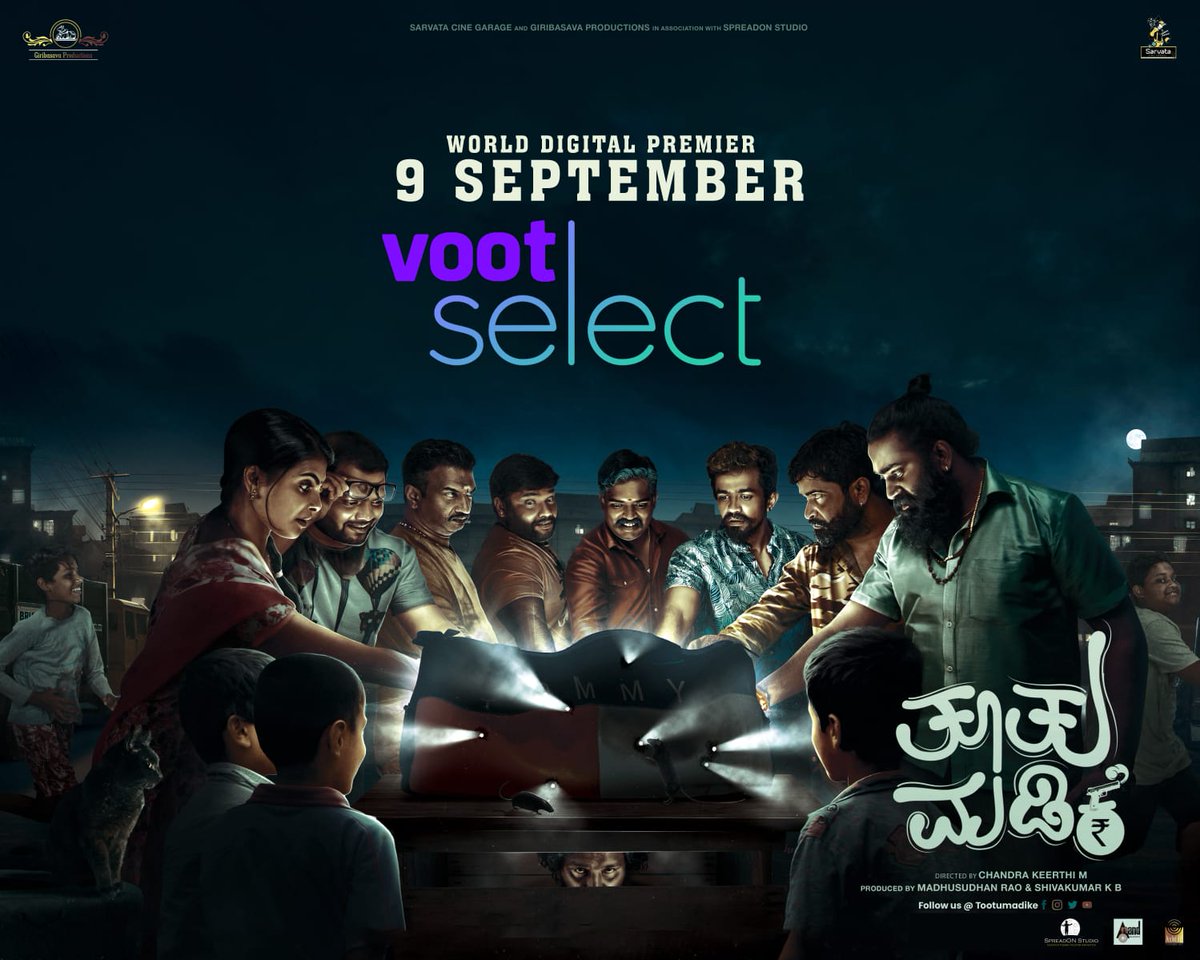 GarageCine's tweet photo. #Tootumadike streaming on @VootSelect from 9th September 2022
@ChandraKeerthiM #pramodshetty #paavanagowda #girishshivanna @swamynathan_rk @Dollar89360340 https://t.co/8e9an2EsG1