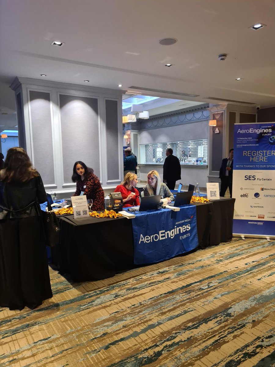 AvWeekEvents's tweet photo. Networking at the largest edition of Aero-Engines Europe is underway in Dublin! Thank you to @iAeroThrust for sponsoring the Welcome Reception! #AEEUR #AeroEngines #AviationWeek https://t.co/8CpypeRwpR