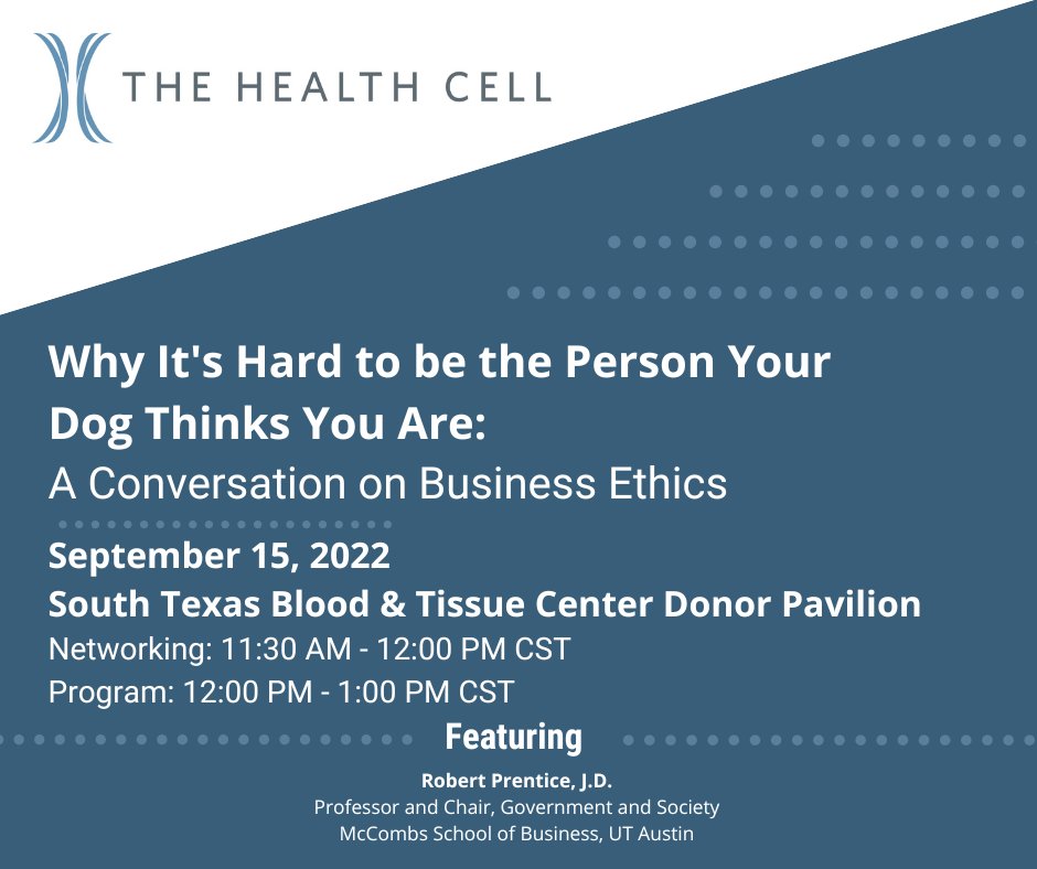 Good people may regularly make unethical decisions. If you want to know why, join Ethics Researcher Robert Prentice, J.D., UT Austin, at the next The Health Cell event on September 15th. Register at lnkd.in/gTyHARw