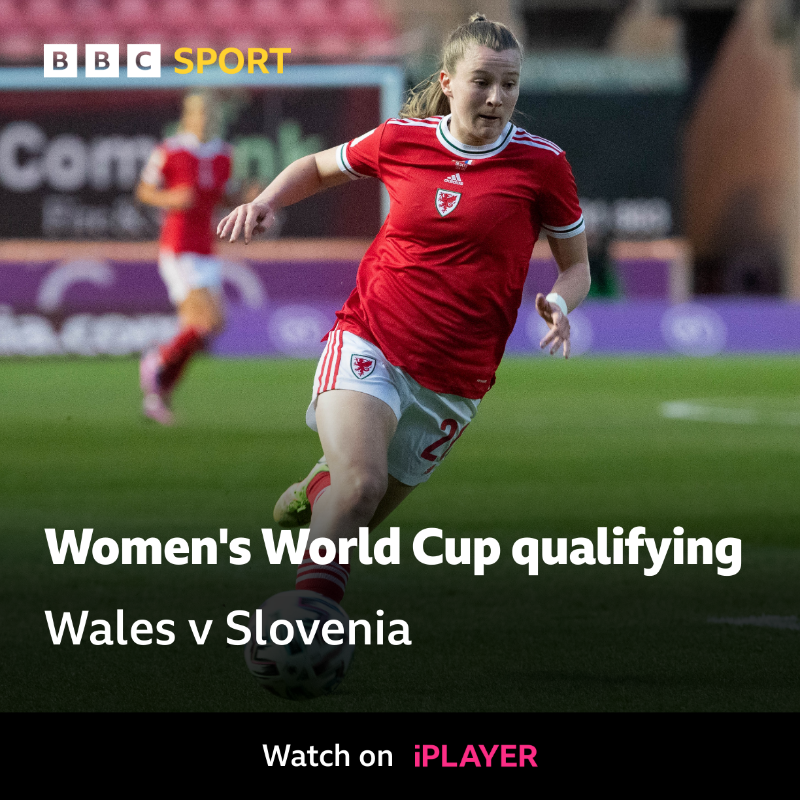 BBCSport's tweet photo. Wales are just one point away from qualifying for the Women's World Cup playoffs... Can they do it? 👀⚽

Watch all the action from their crucial qualifier match against Slovenia live on @BBCiPlayer and the @BBCSport app 💻📱⤵️

#WALSLO #BBCFootball