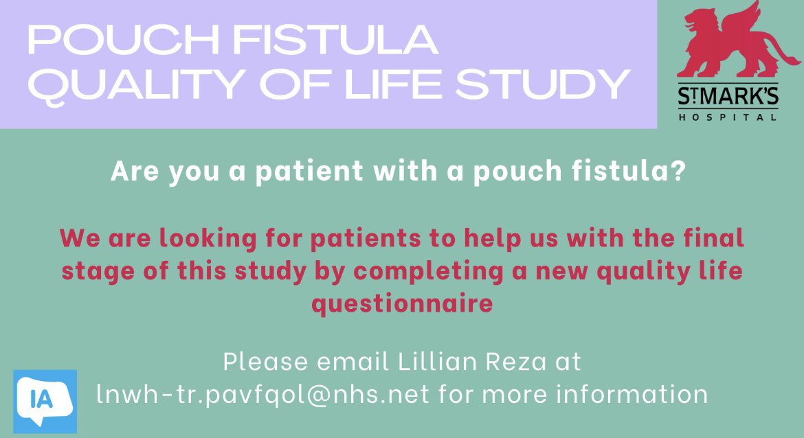 Lillian Reza (@lillianreza) on Twitter photo ๐ฃ Call out to patients to join the Pouch fistula QoL study๐. Please get in touch via Twitter or email Inwh-tr.pavfqol@nhs.net if you can spare 10 minutes to complete an online questionnaire <a href="/PouchRed/">RedLionPouchSupport</a> <a href="/iasupport/">IA (Ileostomy and Internal Pouch Association)</a> <a href="/StMarksIBDPP/">St Mark's IBD Patient Panel</a> <a href="/CrohnsColitisUK/">Crohn's & Colitis UK</a> <a href="/ACPGBI_PLG/">ACPGBI-PLG</a> <a href="/pavfcos/">PAVFCOS</a> <a href="/philtozer1/">Phil Tozer</a> ๐ฃ Call out to patients to join the Pouch fistula QoL study๐. Please get in touch via Twitter or email Inwh-tr.pavfqol@nhs.net if you can spare 10 minutes to complete an online questionnaire <a href="/PouchRed/">RedLionPouchSupport</a> <a href="/iasupport/">IA (Ileostomy and Internal Pouch Association)</a> <a href="/StMarksIBDPP/">St Mark's IBD Patient Panel</a> <a href="/CrohnsColitisUK/">Crohn's & Colitis UK</a> <a href="/ACPGBI_PLG/">ACPGBI-PLG</a> <a href="/pavfcos/">PAVFCOS</a> <a href="/philtozer1/">Phil Tozer</a>