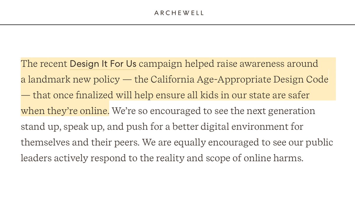 accountabletech's tweet image. ICYMI: Prince Harry and Meghan Markle’s Foundation, Archewell, recognized our work launching the #DesignItForUs campaign with @technicallypoli and @logoffmovement to pass the #CAKidsCode. archewell.com/news/archewell…