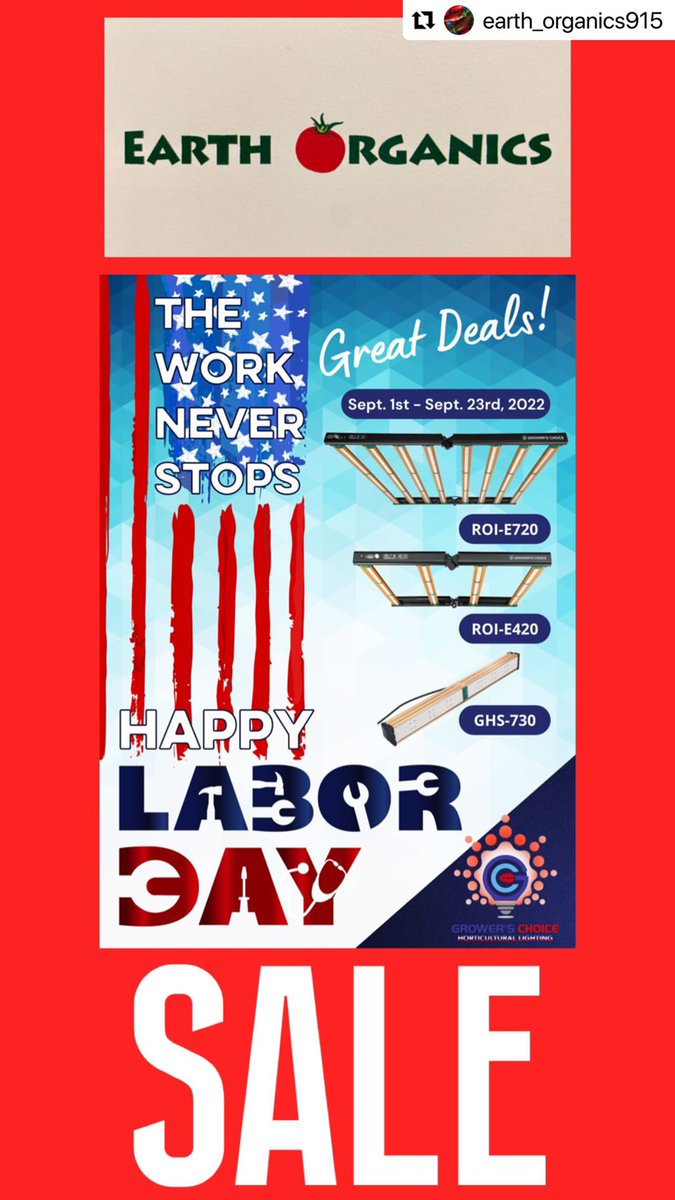 Labor Day sale is just getting started.  Contact your local authorized vendor. For details. Or call us 9099728419 sales@growersc.com #labordaysale #growerschoiceleds