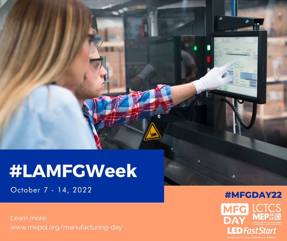 FletcherCollege's tweet photo. There are millions of modern manufacturing jobs coming online in the next decade — opportunities to create, contribute, and connect. We'll be sharing all week to celebrate #MFGDay22 and #LAMFGWeek! https://t.co/ElLP0a37ic https://t.co/CrFQU6X7b9