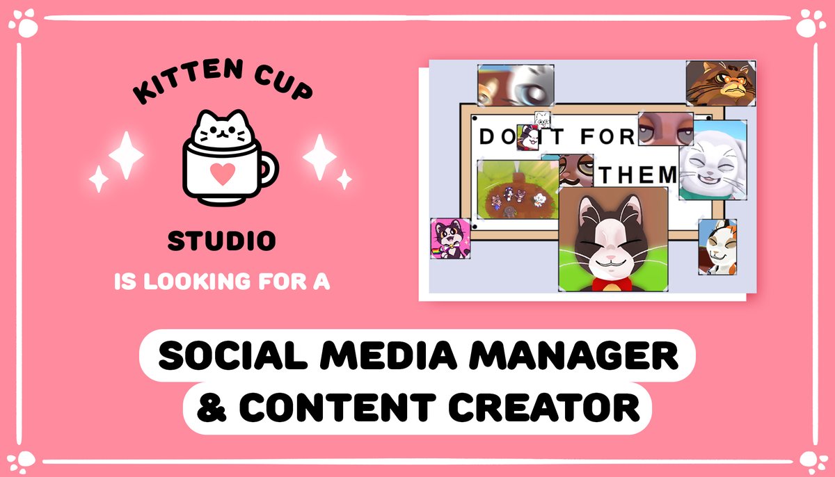 We're hiring!! This time we're looking for someone to help out with social media management, which means you'll be working with me!

$25/h, 8 hours a week, open to Ontario residents. Use the provided form or email us, no DMs please 🥰

workwithindies.com/careers/kitten…