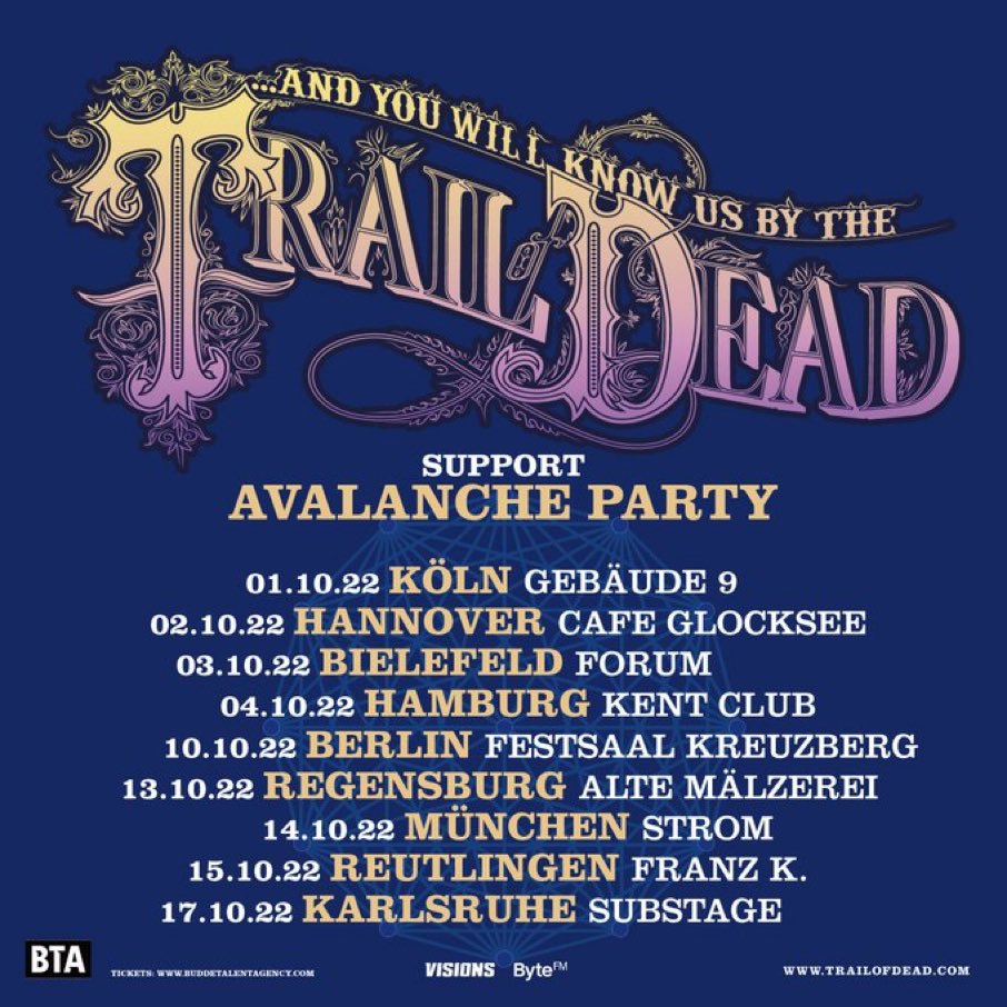 TrailOfDead's tweet photo. We are taking @avalanche_party out with us for these Euro dates !
Come join us !   https://t.co/Gu749HAuG2 for tickets https://t.co/sEKTyeGgoi