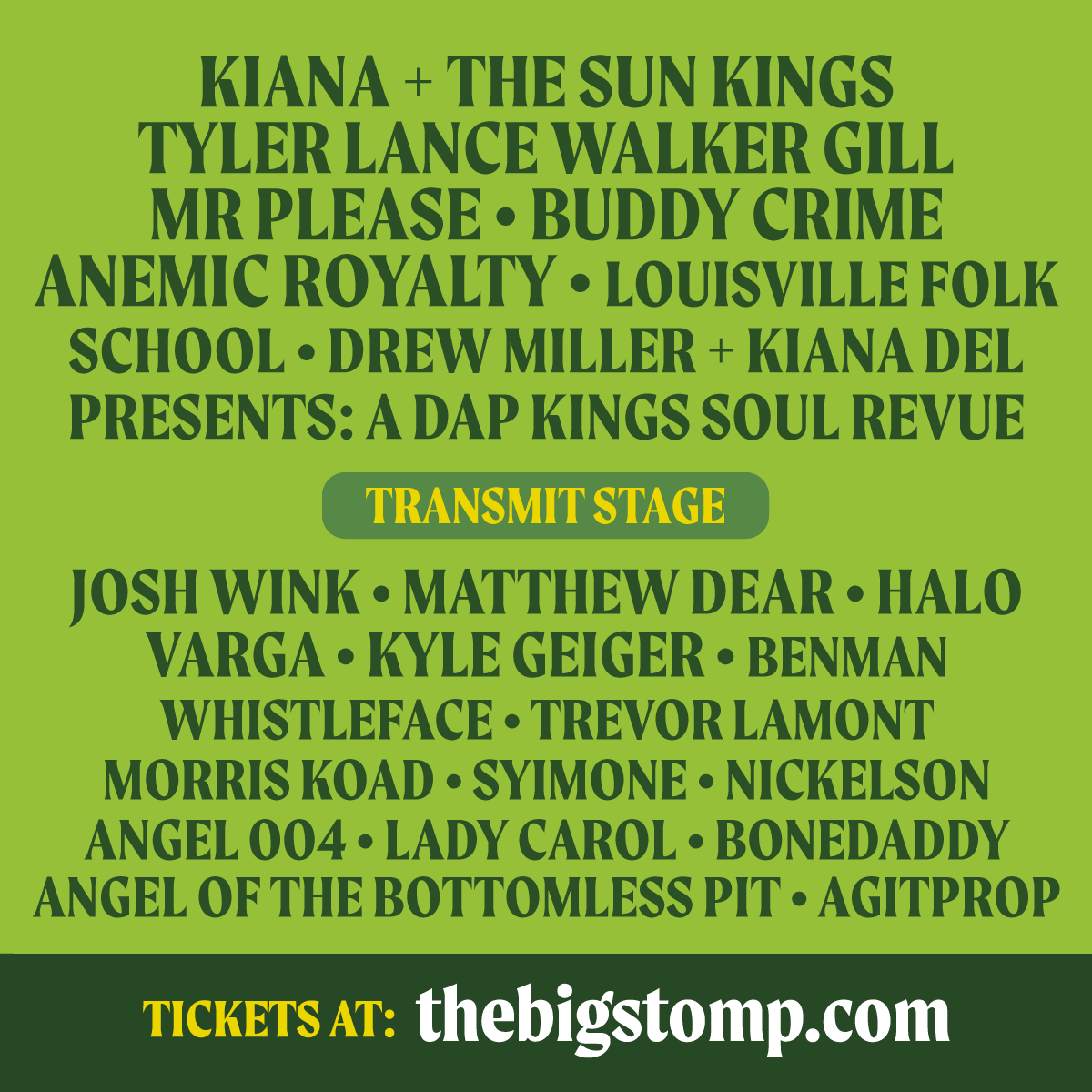 The Big Stomp (@thebigstompfest) on Twitter photo Music that matters! With epic performances by <a href="/BudosBand/">The Budos Band</a>, <a href="/creedbratton/">Creed Bratton</a>, <a href="/AnemicRoyaltyKy/">Anemic Royalty</a>, <a href="/joshwink1/">josh wink</a>, and so many more! Tickets are on sale at thebigstomp.com. Music that matters! With epic performances by <a href="/BudosBand/">The Budos Band</a>, <a href="/creedbratton/">Creed Bratton</a>, <a href="/AnemicRoyaltyKy/">Anemic Royalty</a>, <a href="/joshwink1/">josh wink</a>, and so many more! Tickets are on sale at thebigstomp.com.