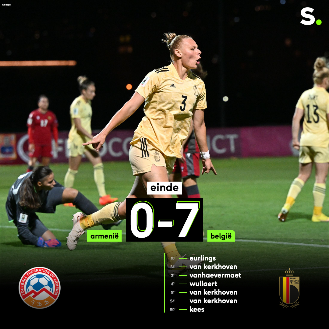 sporza's tweet photo. De Red Flames laten geen spaander heel van Armenië en plaatsen zich voor de barrages voor het WK!
Wedstrijdverslag: https://t.co/pJLaS6wWzh #armbel https://t.co/rpcZxPmZ5O