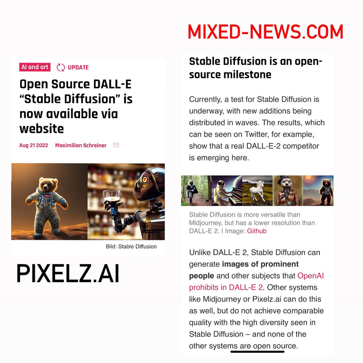 A little feature of @pixelz__ai in Mixed News last month 😎

#technews #startup #tech #pressfeature #ai #aiart #technology