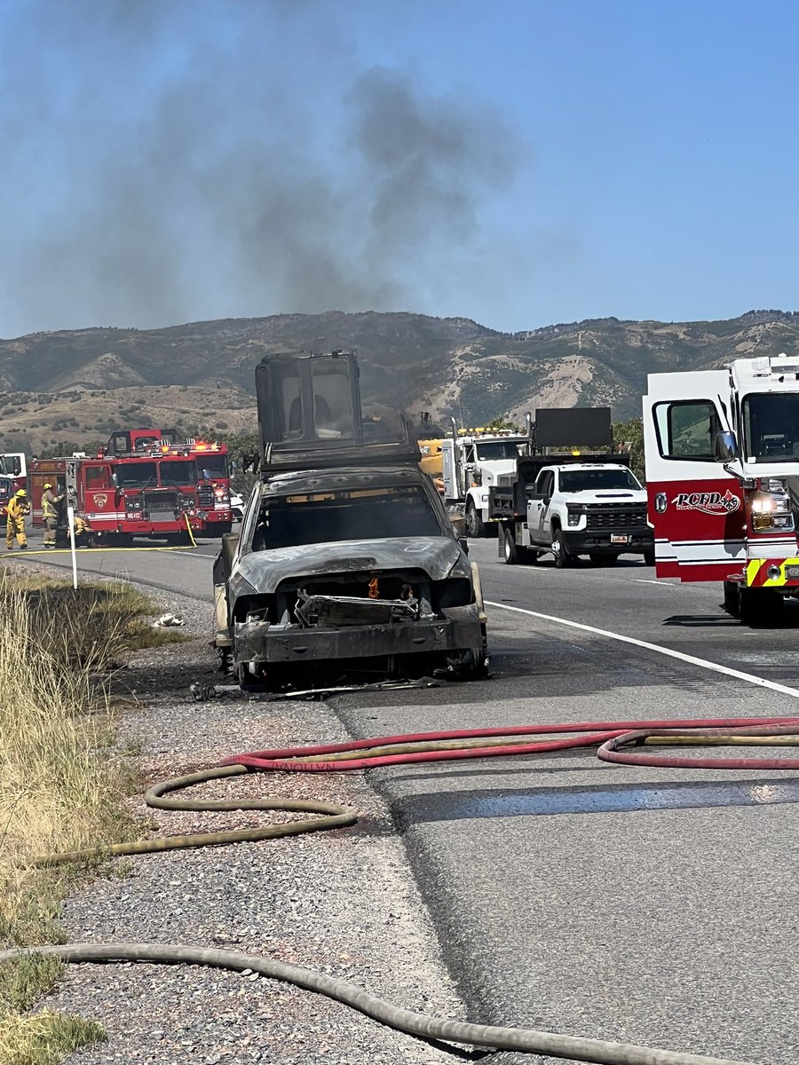 PCFireDistrict's tweet photo. PCFD currently #onscene of a vehicle fire that caused a brush fire. At mile marker 137 I 80 
East bound.  

Multiple units from PCFd and UFA are on scene. 

When more information is available we will update and post. 

Unified Fire Authority
#pcfd #pcfire #parkcityfire #ufa https://t.co/9AJkUnUHjc