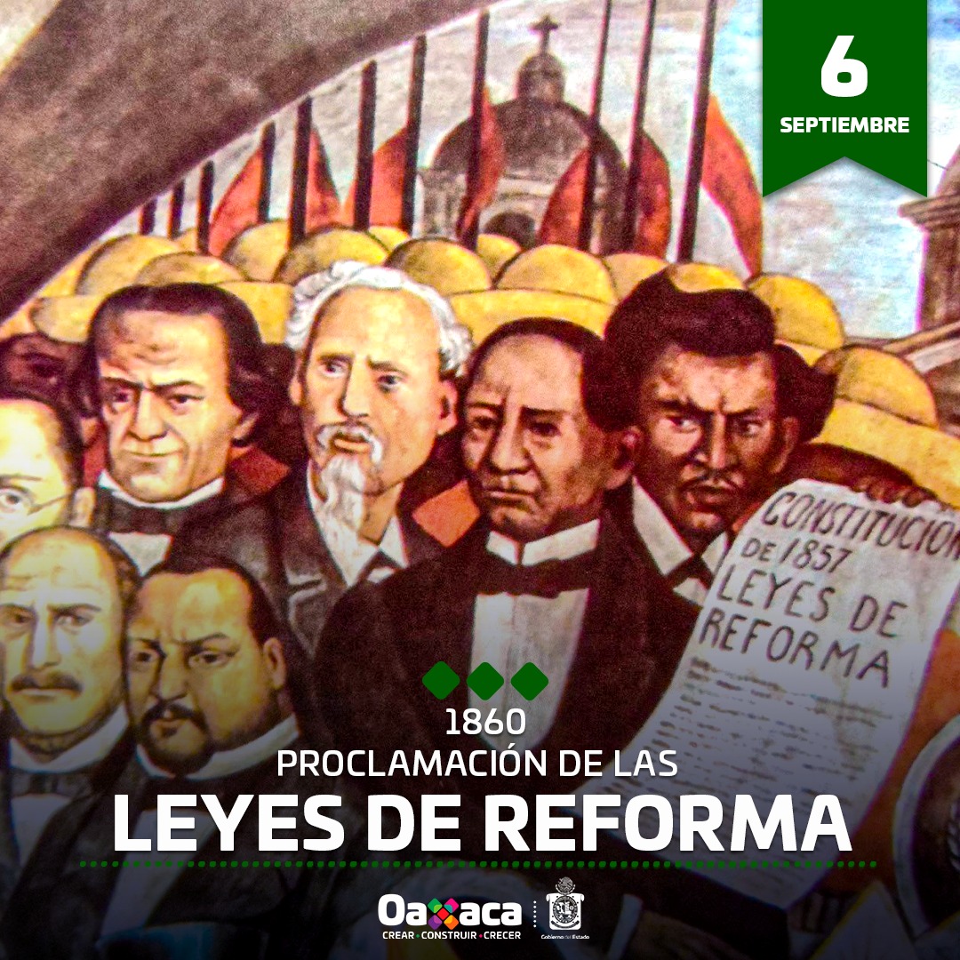 En 1860, el presidente Benito Juárez García, proclamó las Leyes de Reforma, cuyo propósito fue establecer un gobierno laico, y consolidar la Independencia de México. #Oaxaca