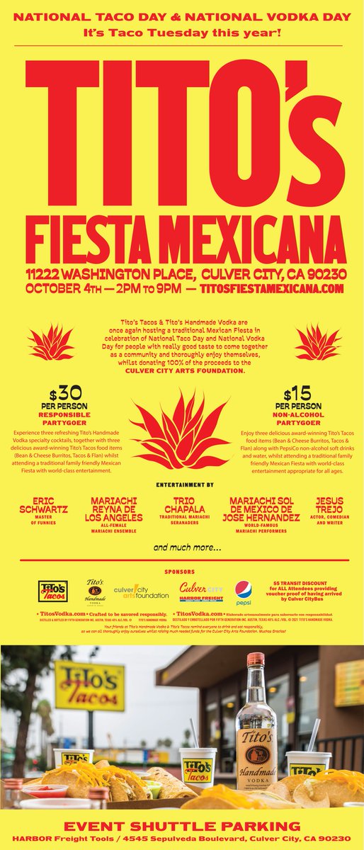 More details about Tito's Fiesta Mexicana here:
titosfiestamexicana.com