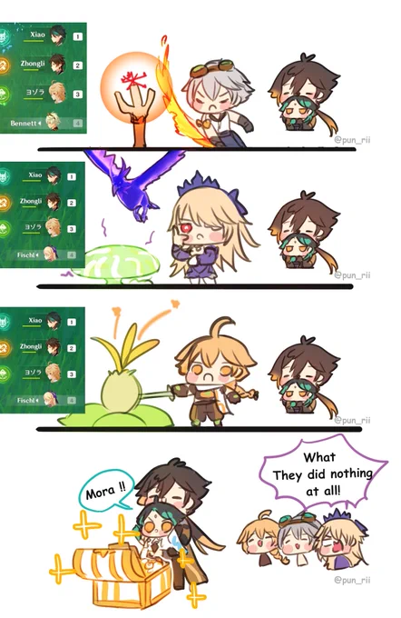 😅😅😅 #zhongli #xiao #aether #bennett #Fischl 