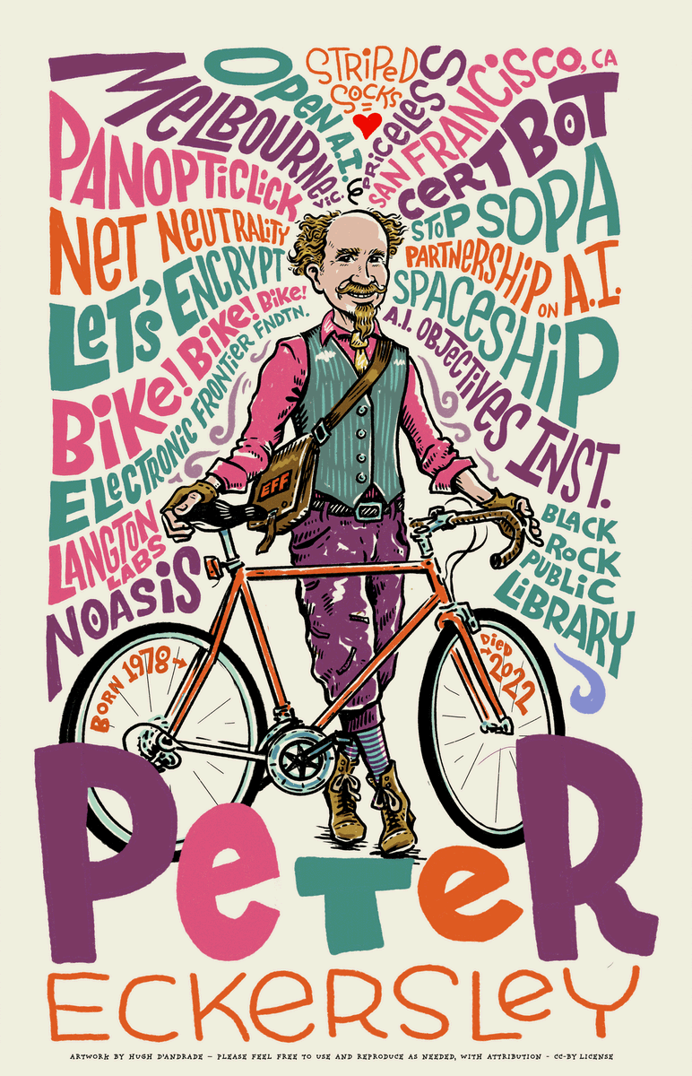 hugh_dandrade's tweet image. My friend and colleague Peter Eckersley @pde33 died suddenly last week. I did this artwork to celebrate his life. It&apos;s on a CC-By license, please feel free to use with attribution for any purpose! More pixels available on request.