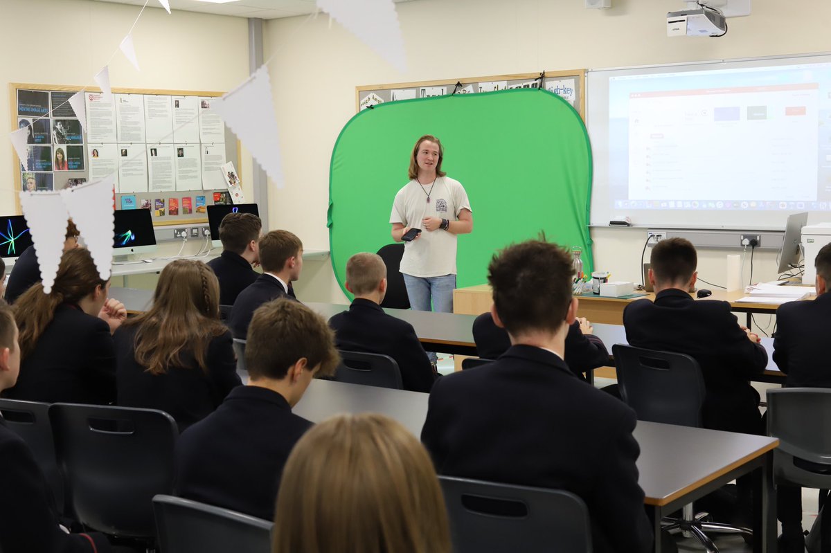 WHS_MIA's tweet photo. The WHS MIA Department were privileged to be joined by past pupil and sound trainee Owen McClure. Owen has worked in the sound department for several blockbuster movies including The Marvels and The School of Good and Evil. WHS students were excited to hear about his experiences. https://t.co/op6Ebeh9Gc