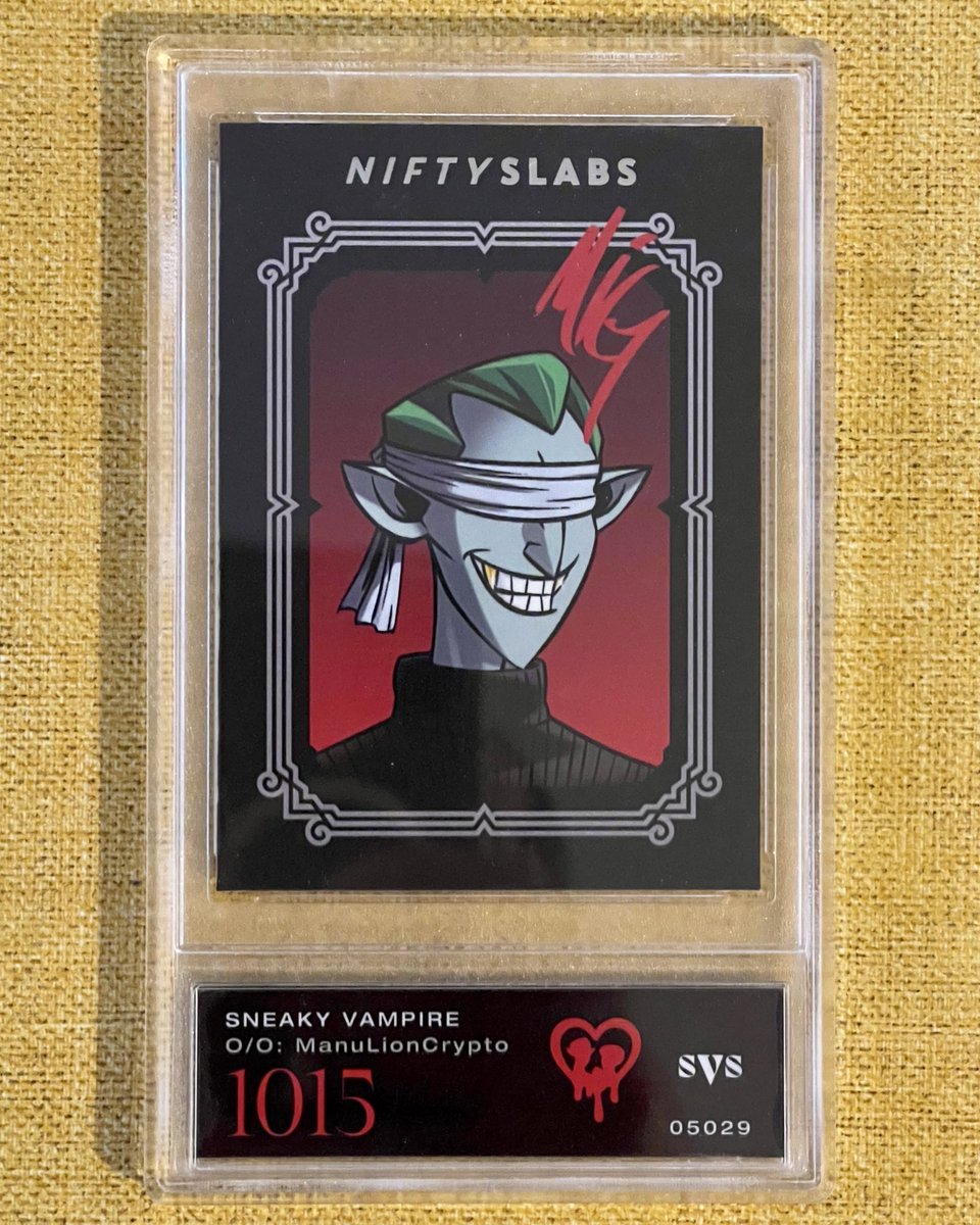 ManuLionCrypto's tweet photo. Gm with my very first @NiftySlabs that has arrived today.
Very glad to have this gift thanks to my perfect pair coffin from @SVSNFT ! ๐
#svsnft #onlyfangs #goldfangs https://t.co/ntPgqCqtXQ