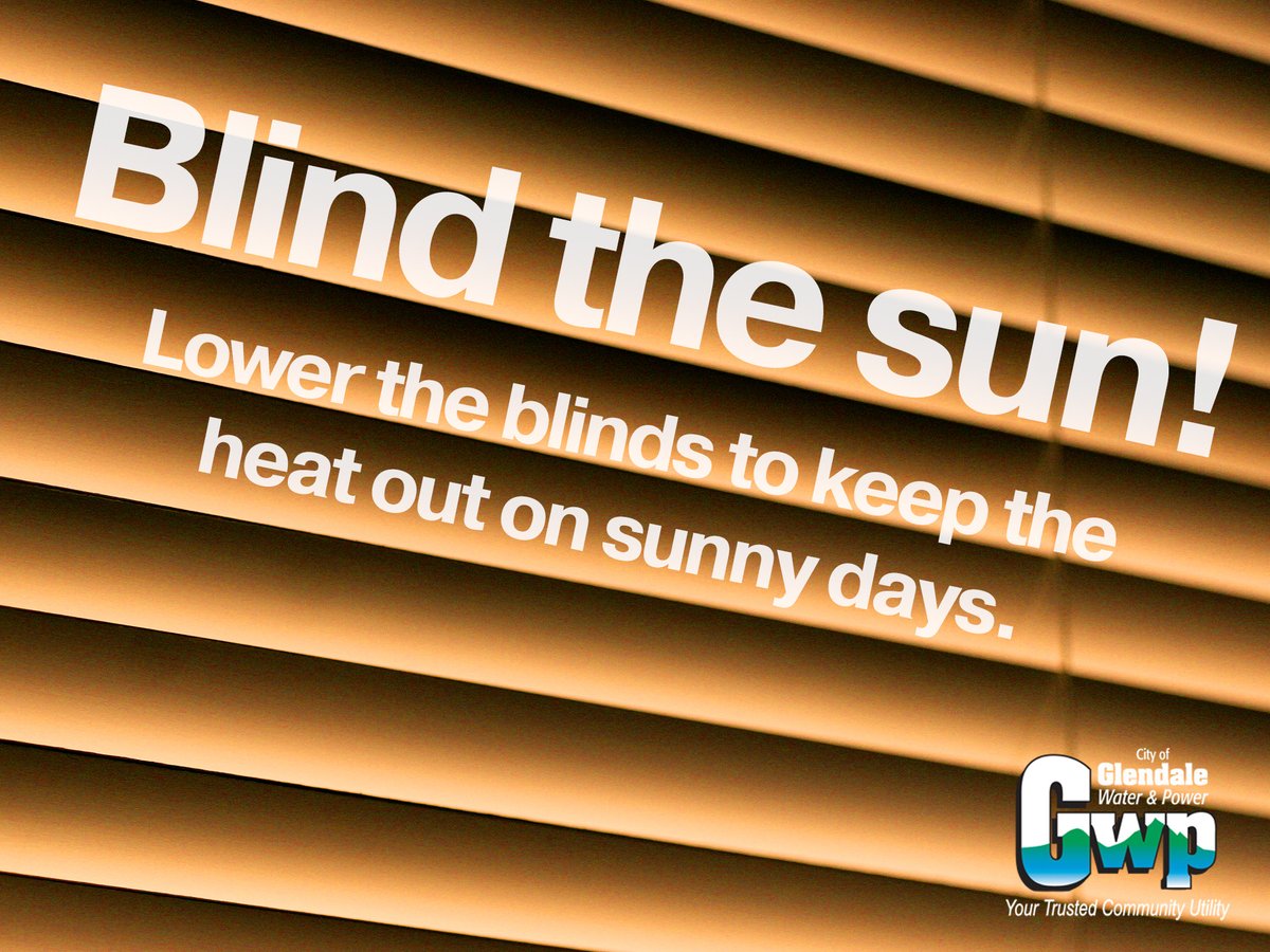 Conserve energy TODAY 9/6 from 4pm - 9pm
We can help reduce strain on the grid and prevent rotating outages by: 💡
• Setting thermostats to 78 degrees, if health permits
• Unplugging unused electronic devices
• Turning off unnecessary lights
#MyGlendale #FlexAlert