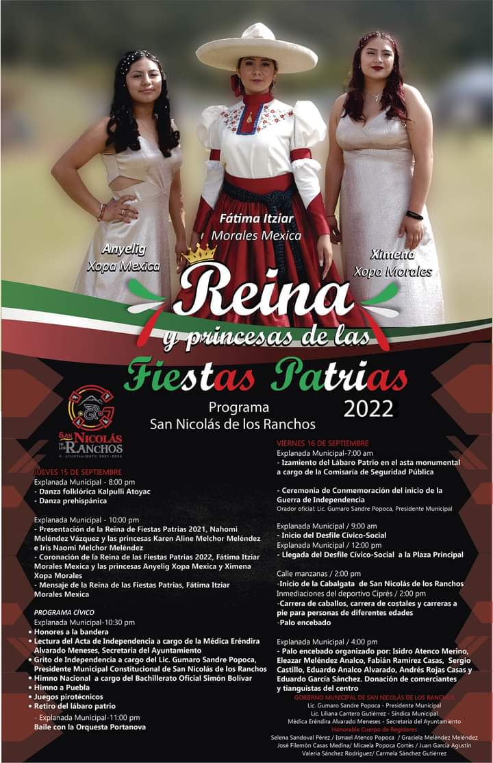 muni_revista's tweet photo. El gobierno municipal de San Nicolás de los Ranchos, que preside Gumaro Sandre Popoca da a conocer el calendario de actividades culturales y cívicas de las fiestas patrias
@sandre_gumaro
#Municipalidade
#HacerEnGrande
👇👇👇 https://t.co/LtXtmA57mI